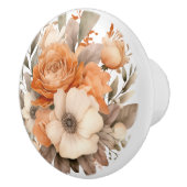 Bouton De Porte En Céramique Boho Gold Brown Fleurs Floral Ceramic Knob (Droite)