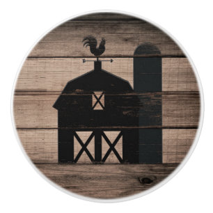 Bouton De Porte En Céramique Bois rustique vieilli noir de grange de campagne