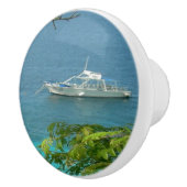 Bouton De Porte En Céramique Bonaire Vue océan avec coque en céramique bateau (Droite)