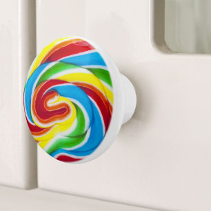 Bouton De Porte En Céramique Bonbon sucré couleur mignon Rainbow Lollipop