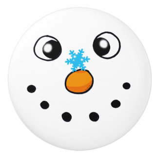 Bouton De Porte En Céramique bonhomme de neige mignon et flocon de neige
