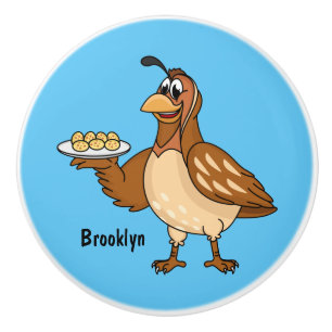 Bouton De Porte En Céramique Bonne caille avec dessin animé d'oeufs