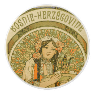 Bouton De Porte En Céramique Bosnie-Herzégovine par Alphonse Mucha (1900)