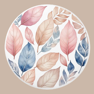 Bouton De Porte En Céramique Botanique Boho Automne Feuilles Motif