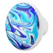 Bouton De Porte En Céramique Boucles d'art fluides en marbre bleu Cobalt (Droite)