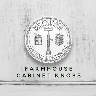 Bouton De Porte En Céramique Boulangerie de pâtisserie Vintage noire et blanche