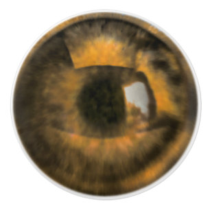 Bouton De Porte En Céramique Boule oeil marron
