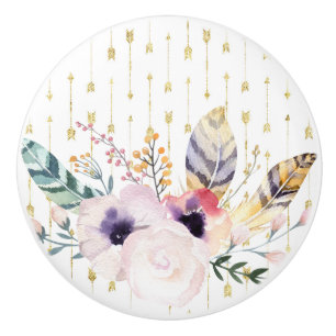 Bouton De Porte En Céramique Bouquet Bohème