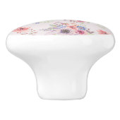 Bouton De Porte En Céramique Bouquet d'aquarelle rose (Côté)