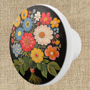 Bouton De Porte En Céramique Bouquet de fleurs