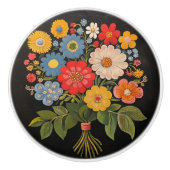 Bouton De Porte En Céramique Bouquet de fleurs (Devant)