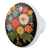 Bouton De Porte En Céramique Bouquet de fleurs (Droite)