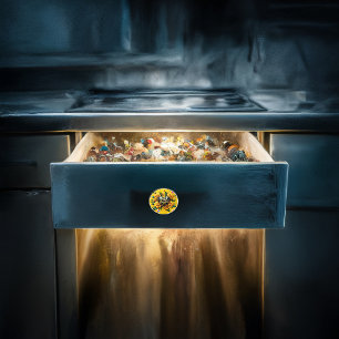 Bouton De Porte En Céramique Bouquet enchanteur de Roses d'or et de coeur