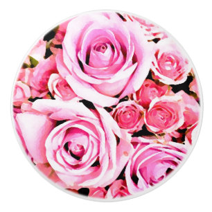 Bouton De Porte En Céramique Bouquet rose