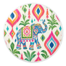 Bouton de meuble en céramique éléphant coloré