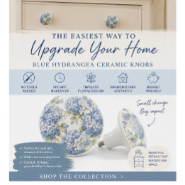 Bouton De Porte En Céramique Bouton de meuble en céramique floral bleu | Hydran
