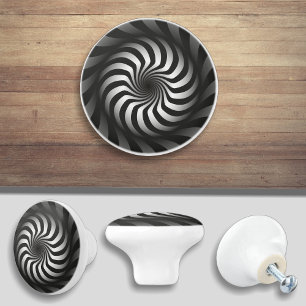 Bouton De Porte En Céramique Bouton de tiroir de meuble noir et blanc en spiral