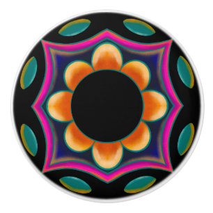 Bouton De Porte En Céramique Bouton en céramique à fleurs vibrantes
