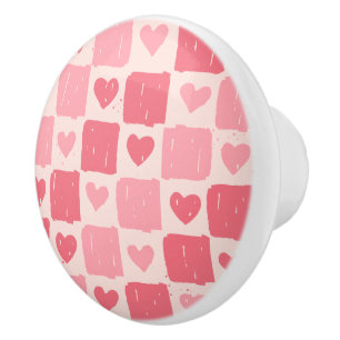 Bouton De Porte En Céramique Bouton en céramique à motif de cœurs peints amour