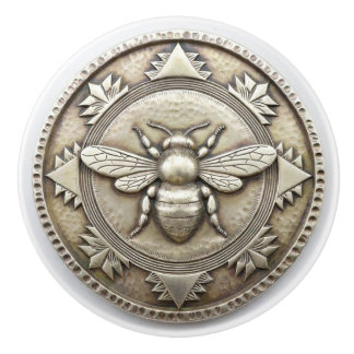 Bouton De Porte En Céramique Bouton en céramique Abeille argentée