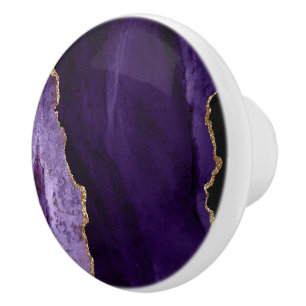 Bouton De Porte En Céramique Bouton en céramique Agate Violet Aquarelle PixDezi