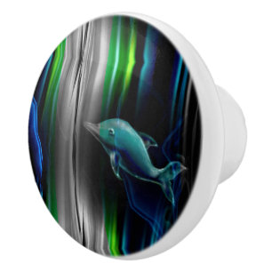 Bouton De Porte En Céramique Bouton en céramique au néon de dauphin liquide d