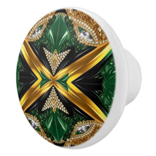 Bouton De Porte En Céramique Bouton en céramique avec couleurs jamaïcaines