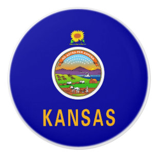 Bouton De Porte En Céramique Bouton en céramique avec drapeau de Kansas State, 