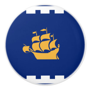 Bouton De Porte En Céramique Bouton en céramique avec drapeau de la ville de Qu