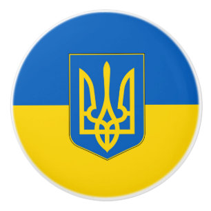 Bouton De Porte En Céramique Bouton en céramique avec drapeau d'Ukraine