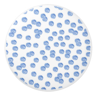 Bouton De Porte En Céramique Bouton en céramique avec le pois bleu