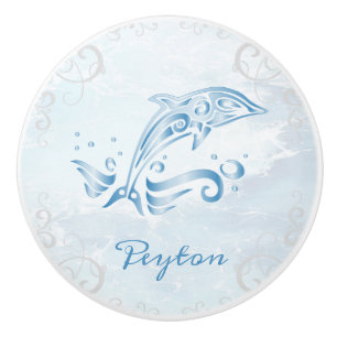 Bouton De Porte En Céramique Bouton en céramique bleu Dolphin personnalisé