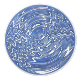 Bouton De Porte En Céramique Bouton en céramique bleu psychédélique