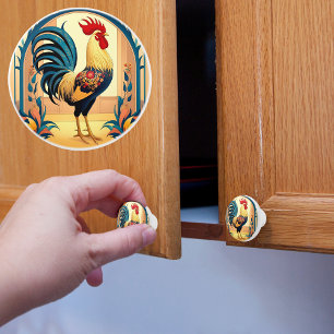 Bouton De Porte En Céramique Bouton en céramique Coq de Manoir de Campagne
