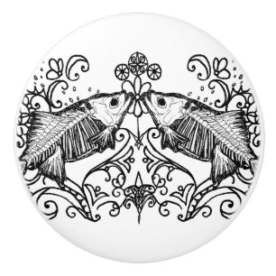 Bouton De Porte En Céramique Bouton en céramique d'anatomie de poisson gothique