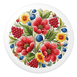 Bouton De Porte En Céramique Bouton en céramique d'art populaire de Petrykivka