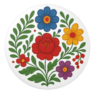 Bouton De Porte En Céramique Bouton en céramique d'art populaire floral Kalocsa
