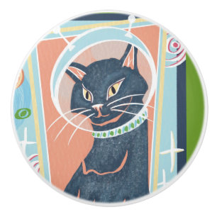 Bouton De Porte En Céramique Bouton en céramique de chat de l'espace Modernité