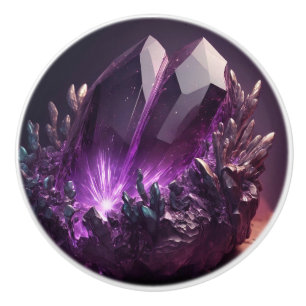 Bouton De Porte En Céramique Bouton en céramique de cristal d'améthyste violet