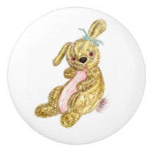 Bouton en céramique de lapin mignon
