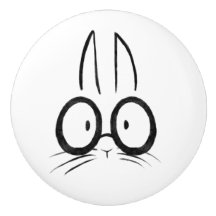Bouton en céramique de lapin minimaliste avec lune