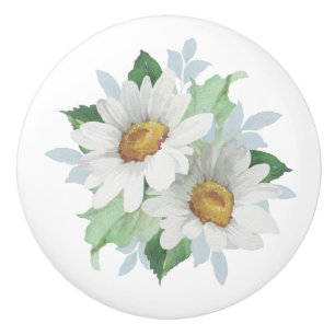 Bouton De Porte En Céramique Bouton en céramique de marguerite blanche
