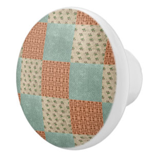 Bouton De Porte En Céramique Bouton en céramique de motif floral de patchwork