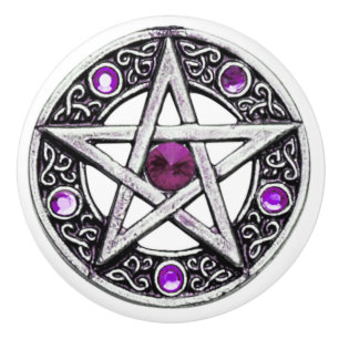 Bouton De Porte En Céramique Bouton en céramique de pentagone étoilé argent