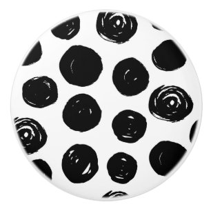 Bouton De Porte En Céramique Bouton en céramique de pois noir à la mode simpl