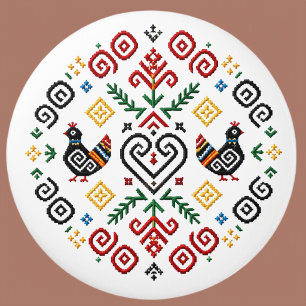 Bouton De Porte En Céramique Bouton en céramique de poulet slovaque Čičmany d'a
