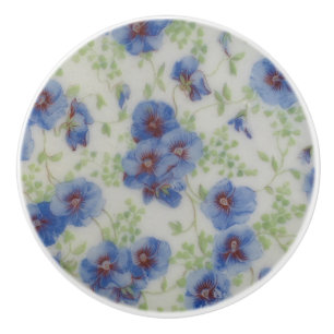 Bouton De Porte En Céramique Bouton en céramique de violettes de fleur sauvage