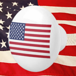 Bouton De Porte En Céramique Bouton en céramique du drapeau patriotique des Éta