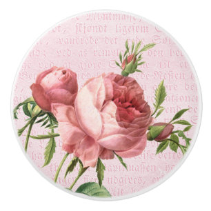 Bouton De Porte En Céramique Bouton en céramique élégant de rose de cru dans