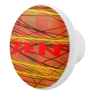 Bouton De Porte En Céramique Bouton en céramique en fil rouge zen